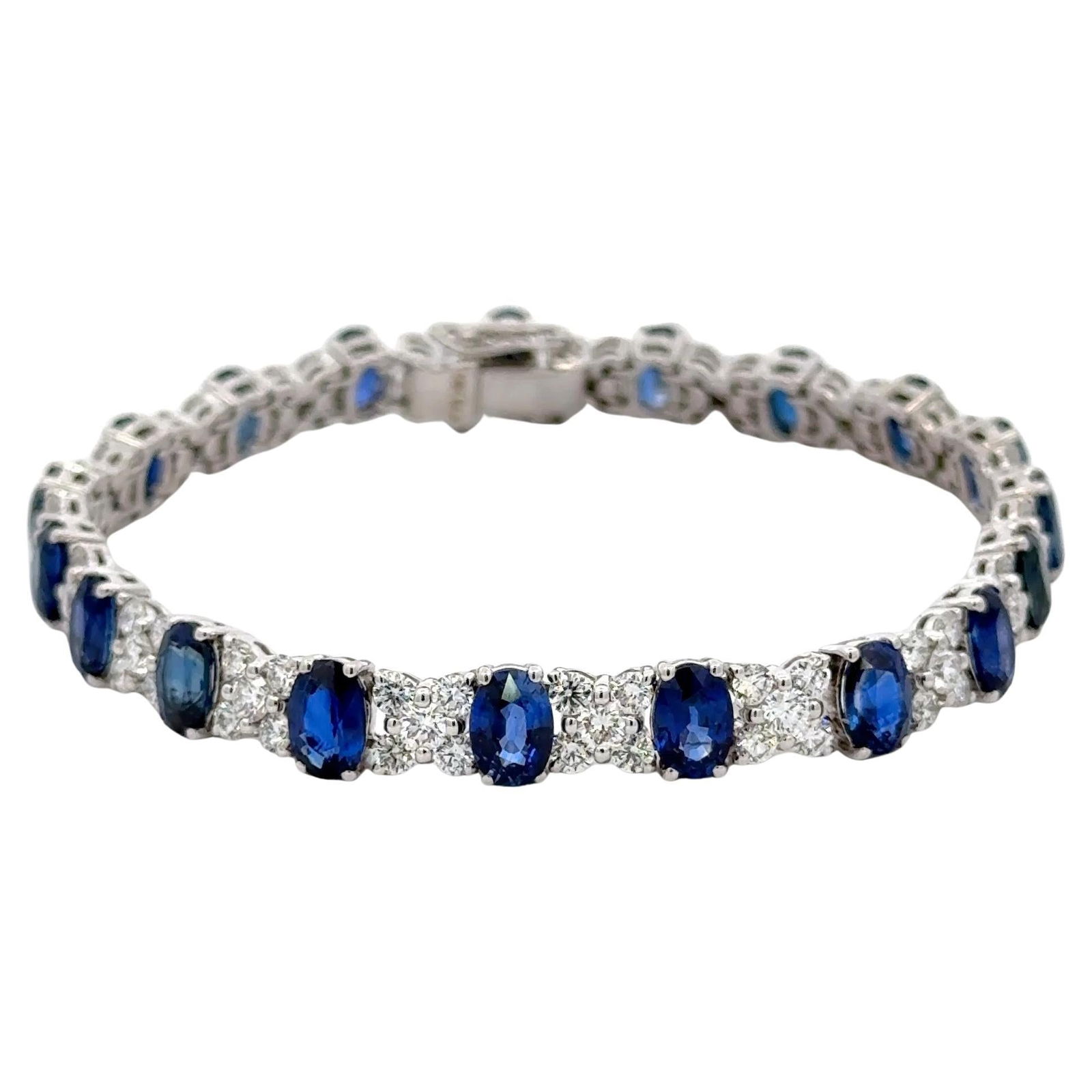 Harbor Diamonds 18KT White Gold Sapphire Diamond Tennis Bracelet 22.80 CTTW (1 of 9)