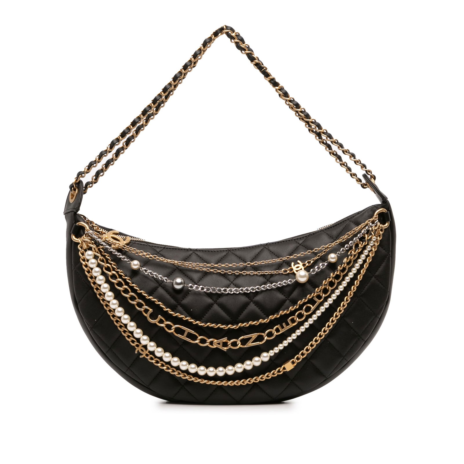 Chanel Black Quilted Lambskin All About Chains Hobo Bag (1 of 11)