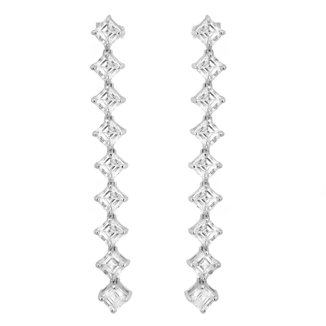 Rachel Koen 9.93Ctw Asscher Cut Lab Grown Diamond Drop Earrings in 14K White Gold (1 of 4)