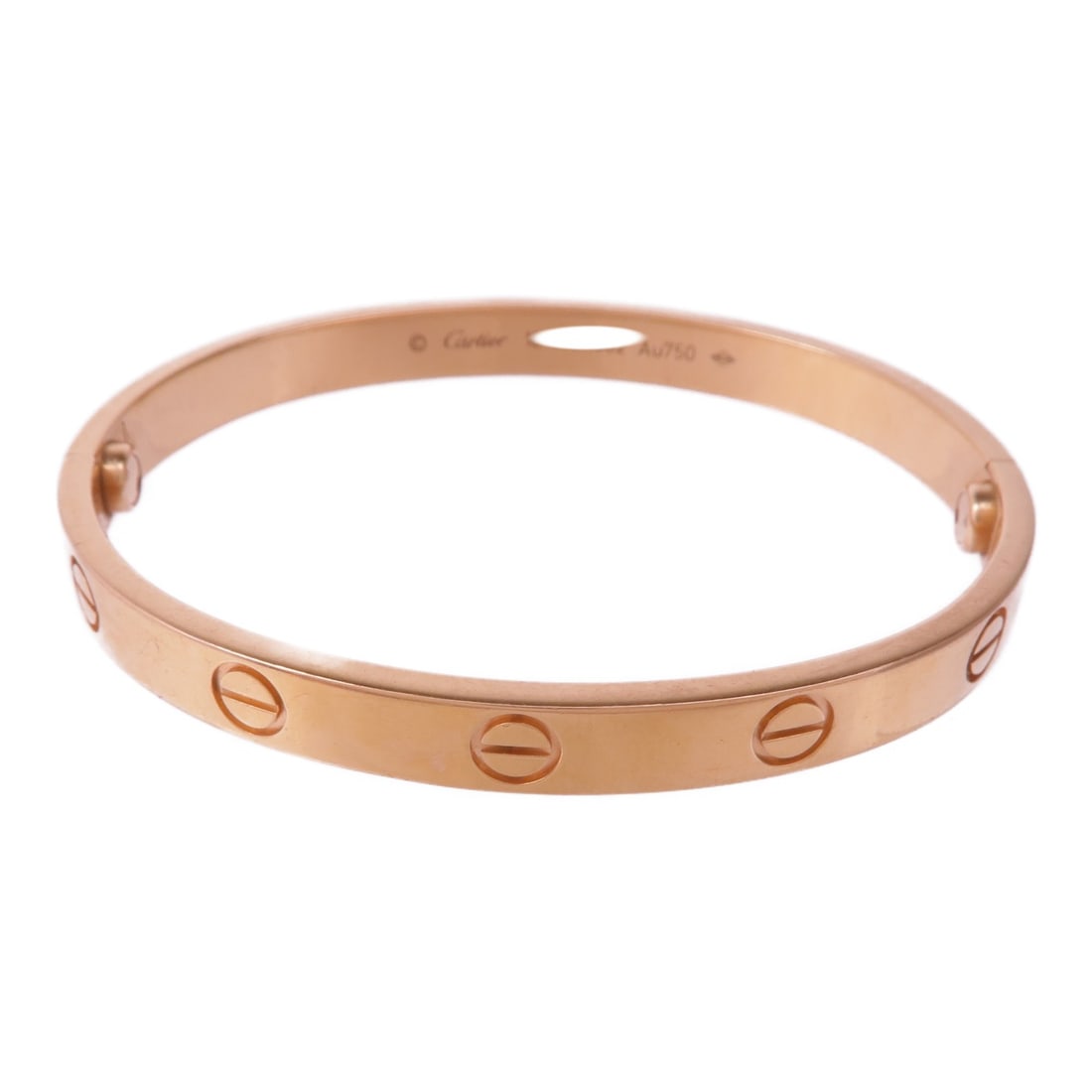 CARTIER Love Bracelet Medium 18K Pink Gold Authentic: CARTIER Love Bracelet Medium 18K Pink Gold Authentic This exquisite Cartier Love Bracelet is crafted from 18K pink gold (K18PG), showcasing a luxurious gold hue that adds elegance to any outfit. Desig