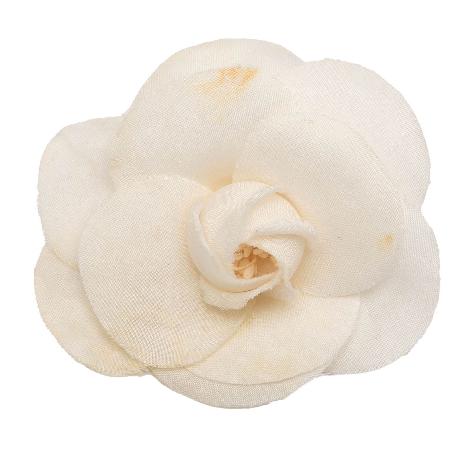 Chanel White Canvas Camellia Fabric Brooch France (1 of 4)