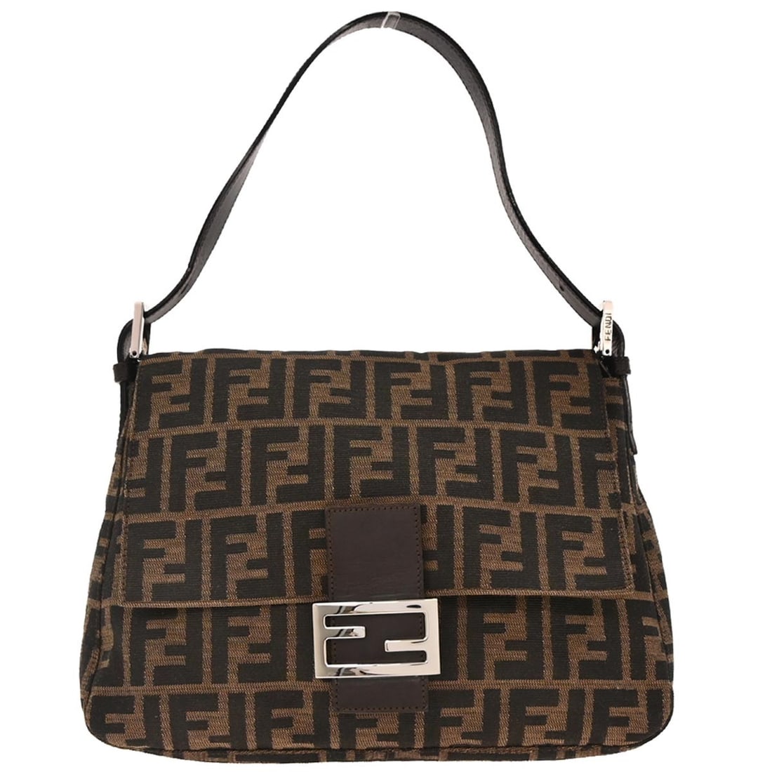 Fendi Brown Canvas Zucca Mamma Baguette Handbag with Silver Hardware (1 of 9)