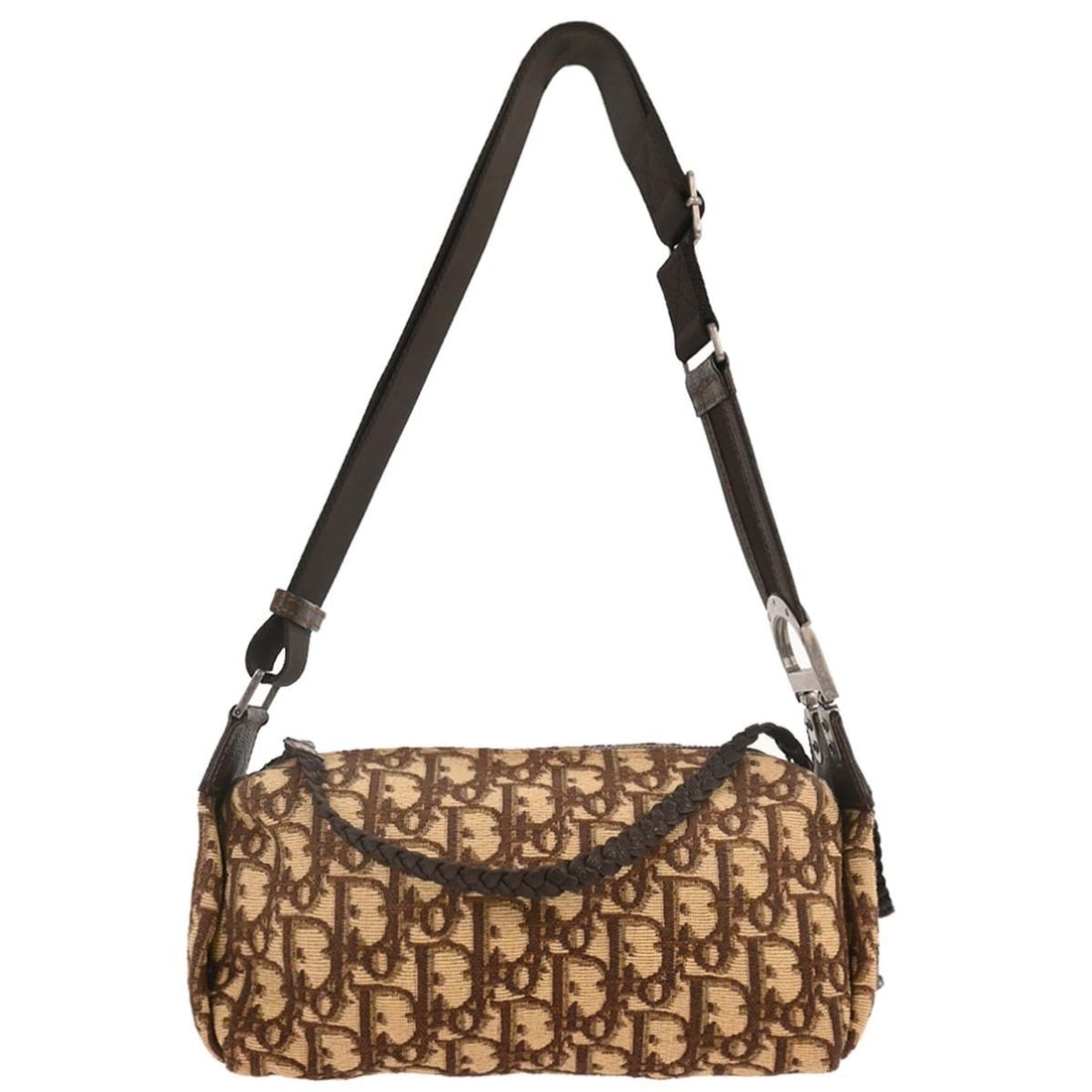 Dior Beige Trotter Shoulder Bag Canvas Leather Silver Hardware (1 of 10)