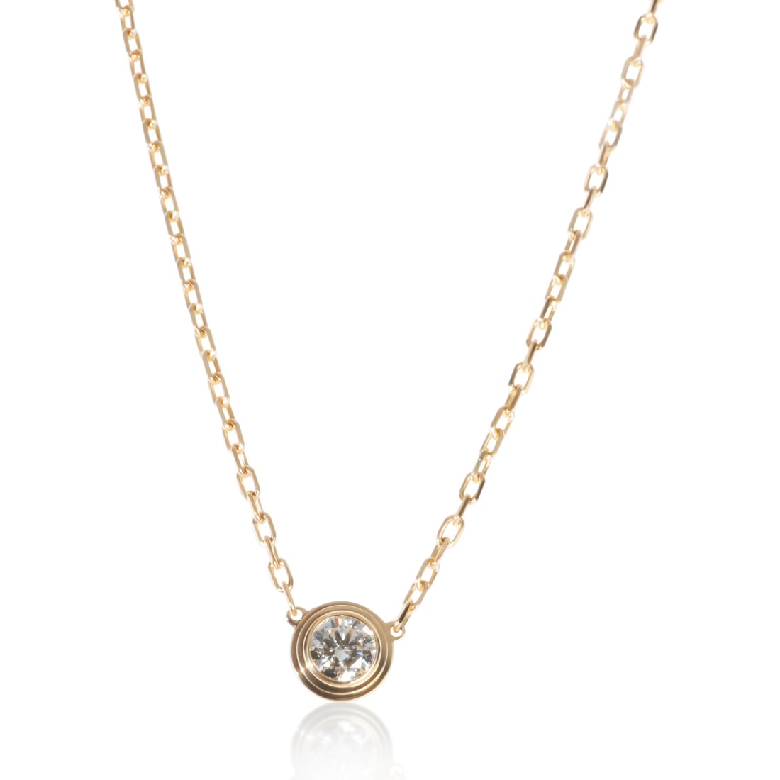 Cartier D'amour Large Model Necklace in 18k Yellow Gold with Diamonds: Cartier D'amour Large Model Necklace in 18k Yellow Gold with Diamonds This Cartier Large Model D'amour necklace features 18k yellow gold and is set with a round diamond weighing 0.18 carats, with DEF