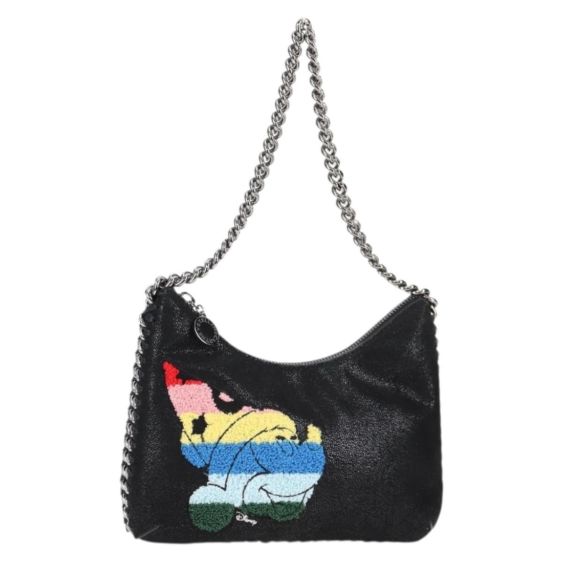 Stella McCartney Disney Collaboration Chain Fabera Suede Shoulder Bag Black: Stella McCartney Disney Collaboration Chain Fabera Suede Shoulder Bag Black Introducing the Stella McCartney Chain Fabera Bag, a stylish shoulder bag that beautifully combines luxury and functionality