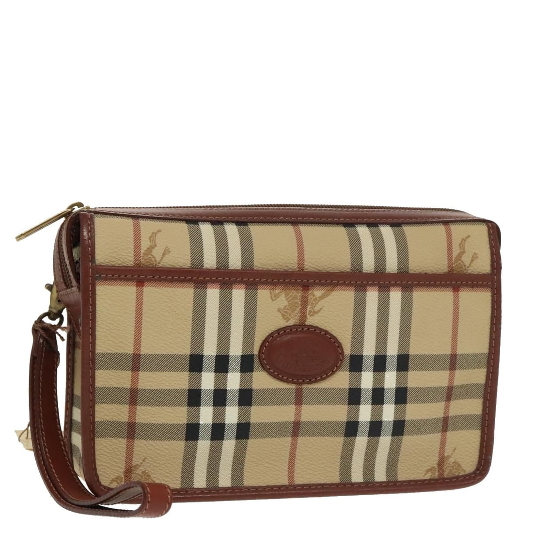 Burberrys Nova Check Beige PVC Leather Clutch Bag Made in Italy (1 of 18)