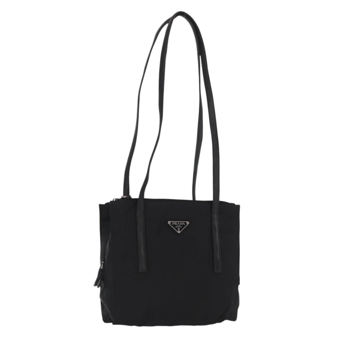 Black Vintage Prada Shoulder Bag for Women: Black Vintage Prada Shoulder Bag for Women This Prada vintage shoulder bag features a classic black design crafted for women. The exterior and leather show signs of rubbing, minor stains, and a slight