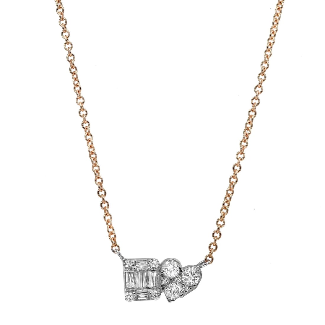 Rachel Koen 14K Yellow Gold Baguette Round Diamond Pendant Necklace 0.45Cttw (1 of 6)