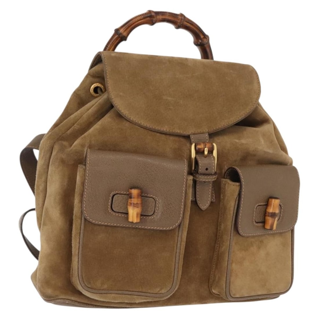 GUCCI Bamboo Suede Backpack Brown Gold 003 58 0016 Auth (1 of 18)