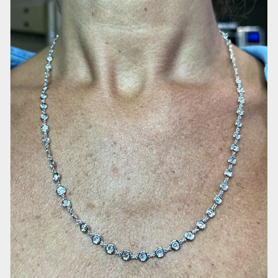 18K White Gold 11.50 Ct Diamond Necklace by the Yard (1 of 3)