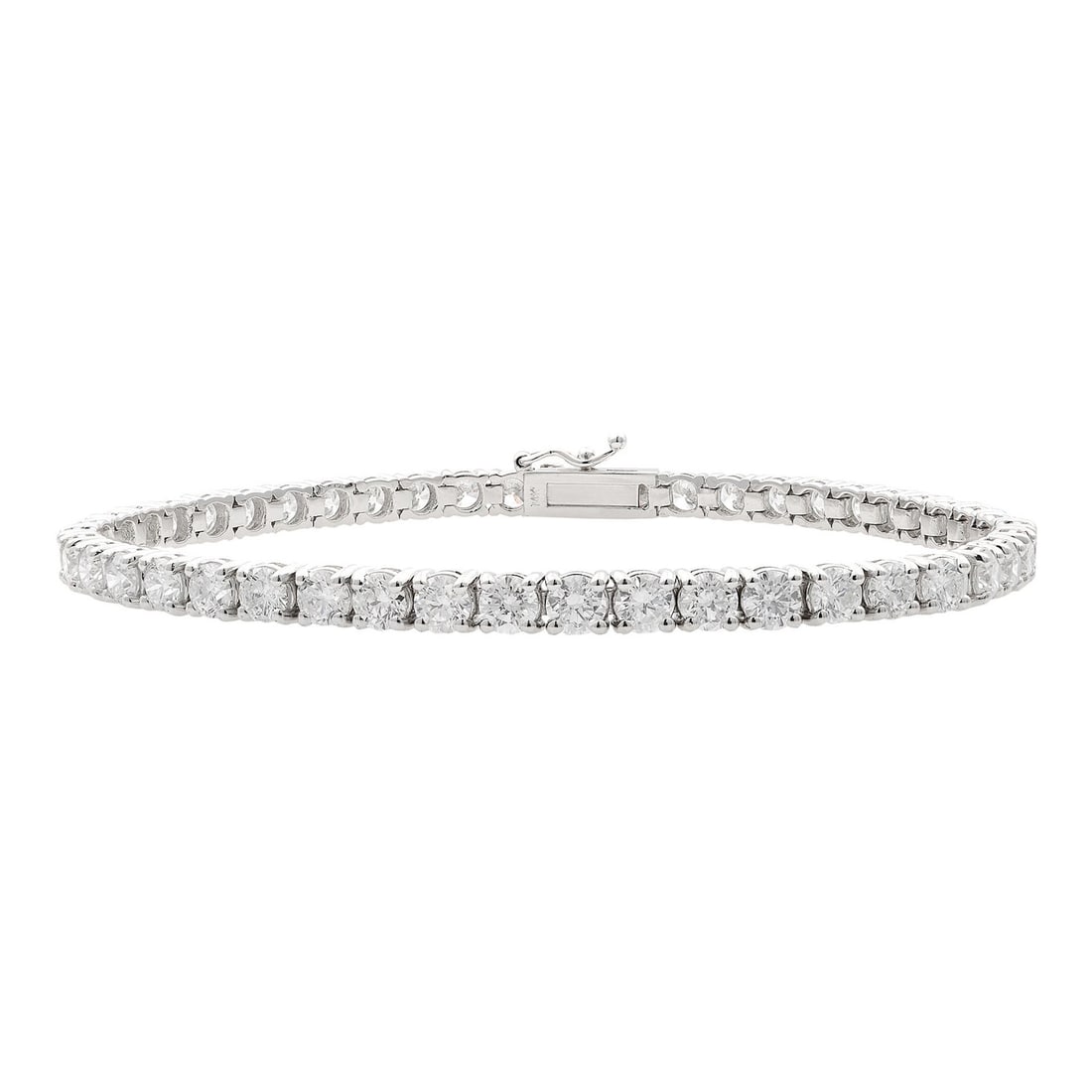 Rachel Koen 14K White Gold Diamond Tennis Bracelet 8.49ct 43 Stones: Rachel Koen 14K White Gold Diamond Tennis Bracelet 8.49ct 43 Stones This exquisite Rachel Koen tennis bracelet is crafted from 14K white gold and features a stunning array of 43 round brilliant cut di