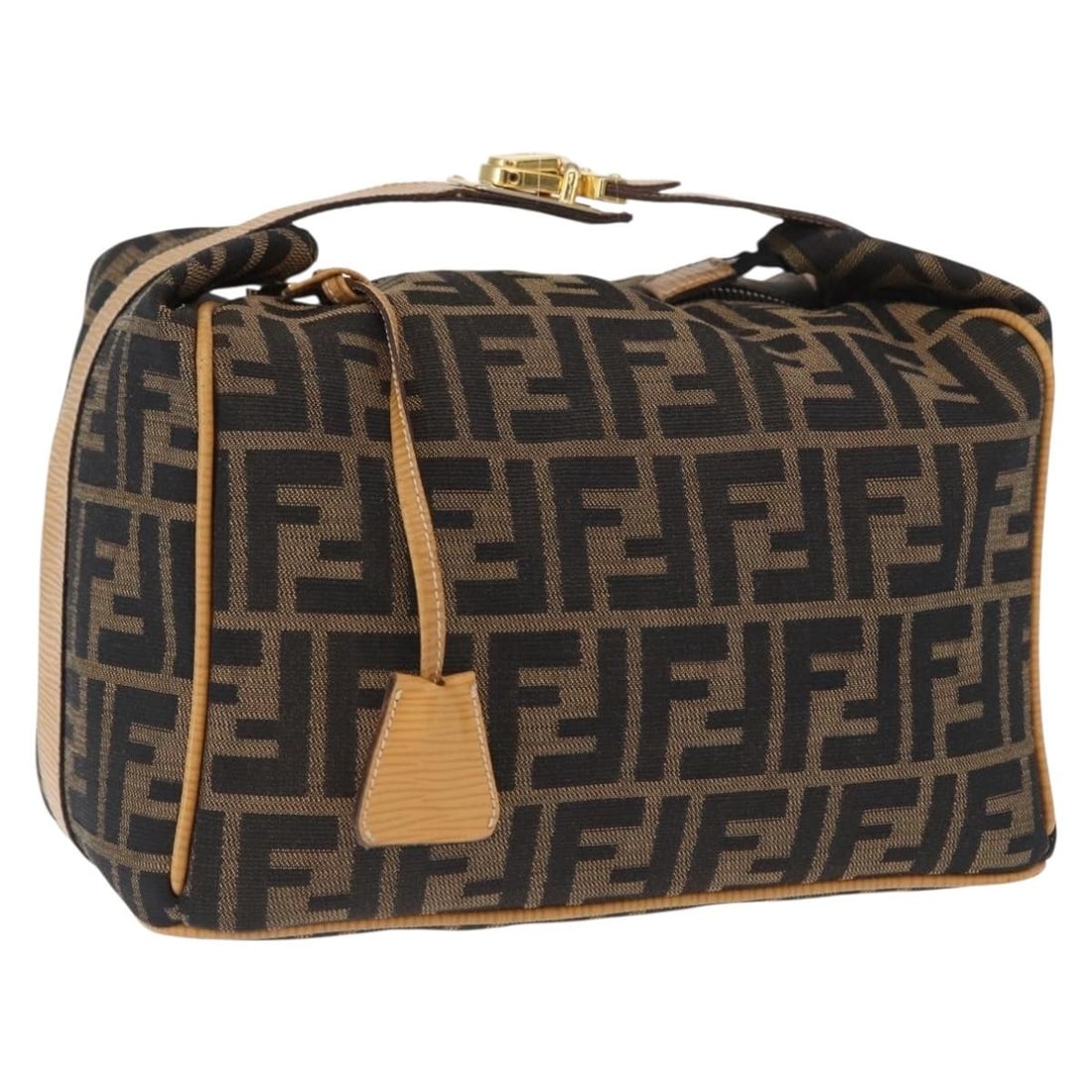 Fendi Zucca Canvas Black Brown Vanity Handbag with Key and Clochette (1 of 18)