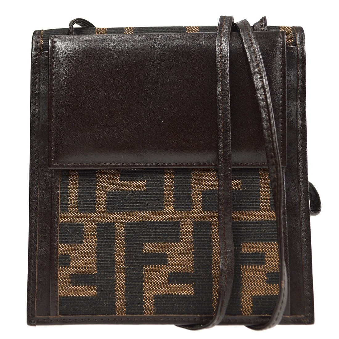 Fendi Zucca Vintage Shoulder Pouch Wallet Brown Canvas (1 of 12)