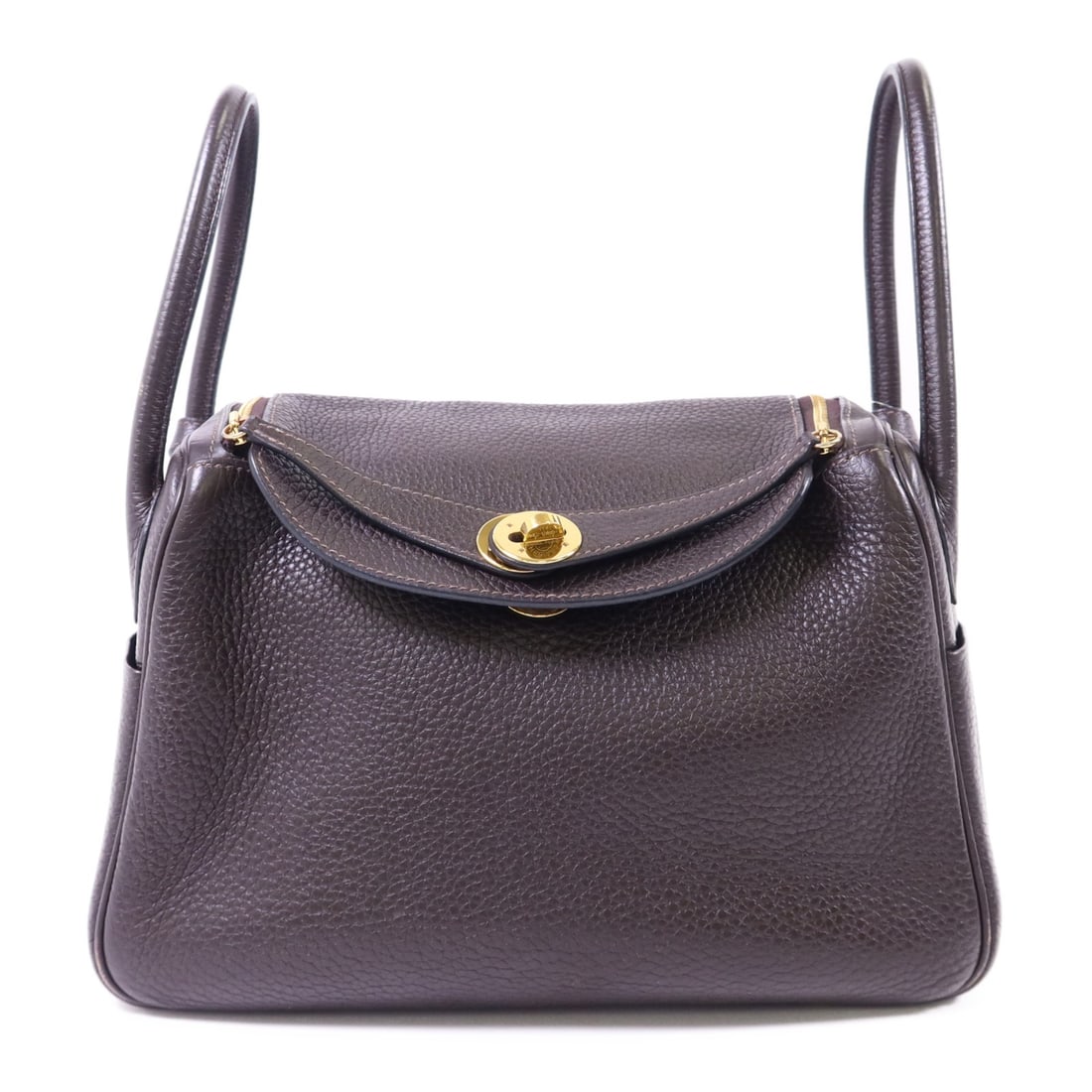 Hermes Lindy 26 Brown Clemence Leather Shoulder Bag Gold Hardware (1 of 18)