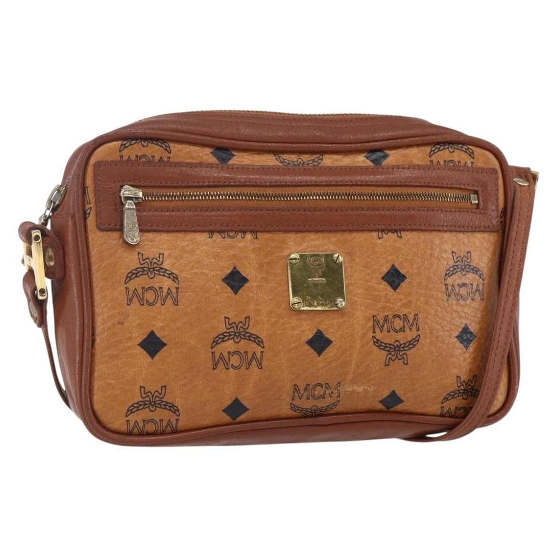 Brown MCM Visetos Logo Shoulder Bag Pre-Owned (1 of 1)