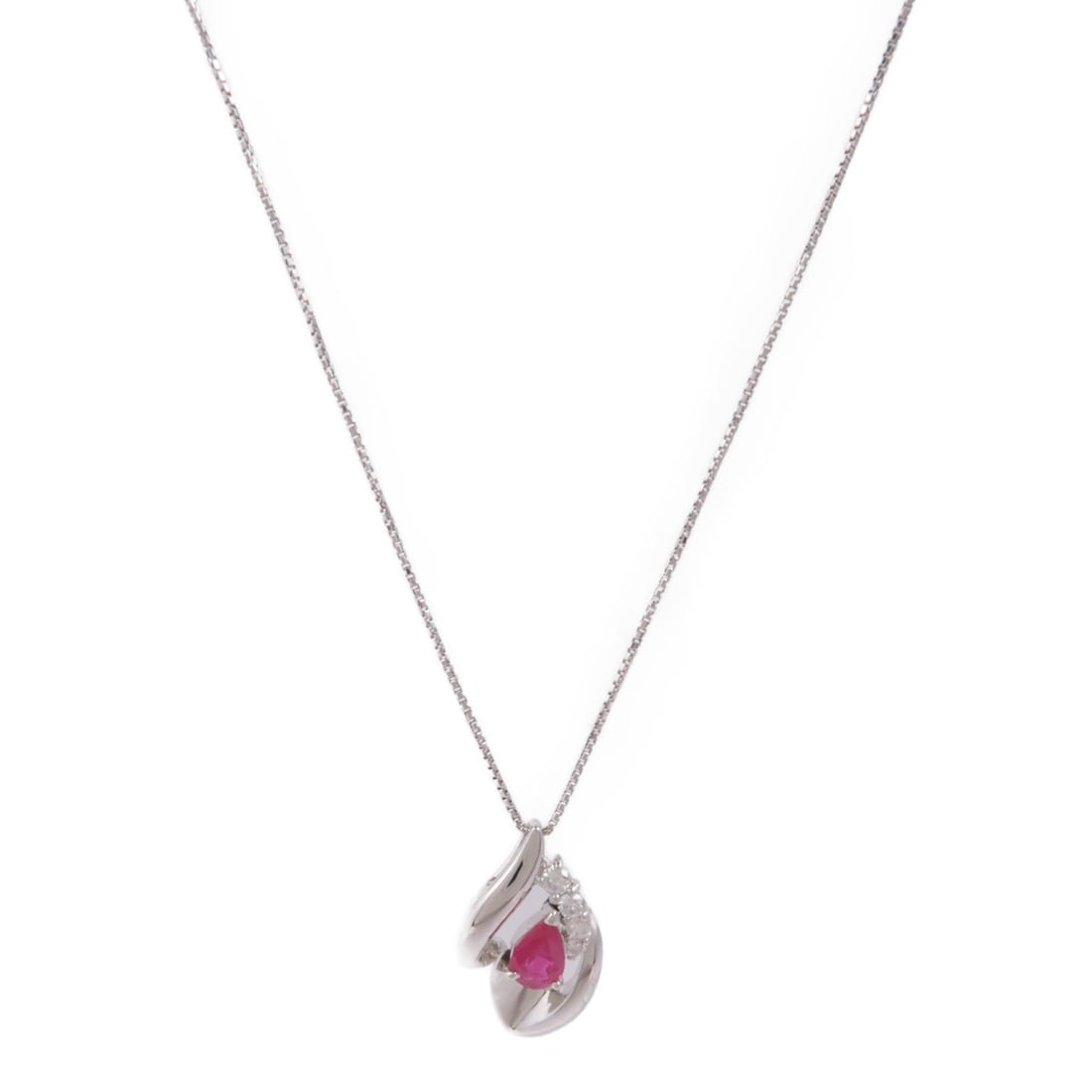 JEWELRY Ruby Necklace in PT900 Platinum with Diamond Accents (1 of 9)