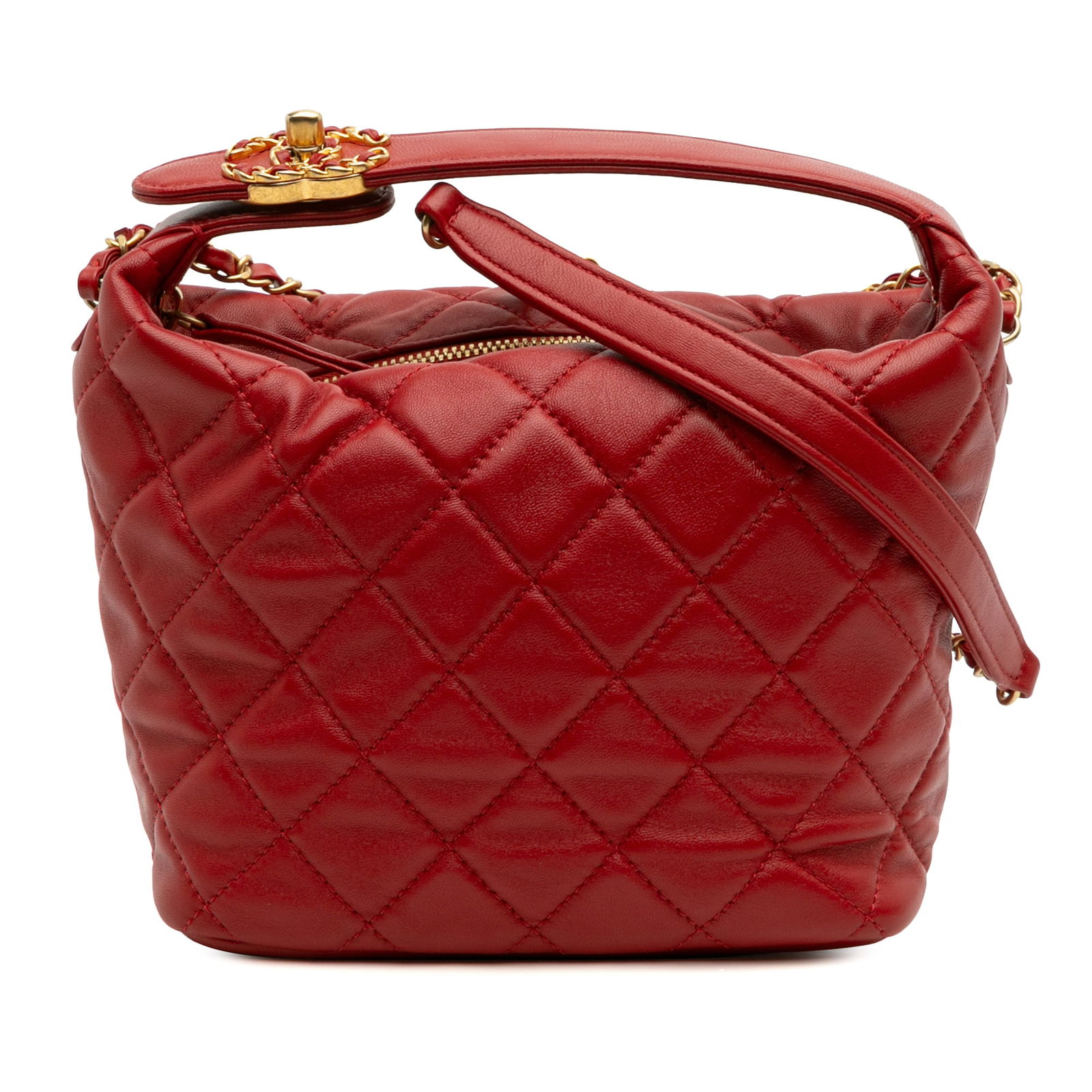 Chanel Small Quilted Lambskin Perfect Meeting Hobo Red Leather Bag (1 of 8)