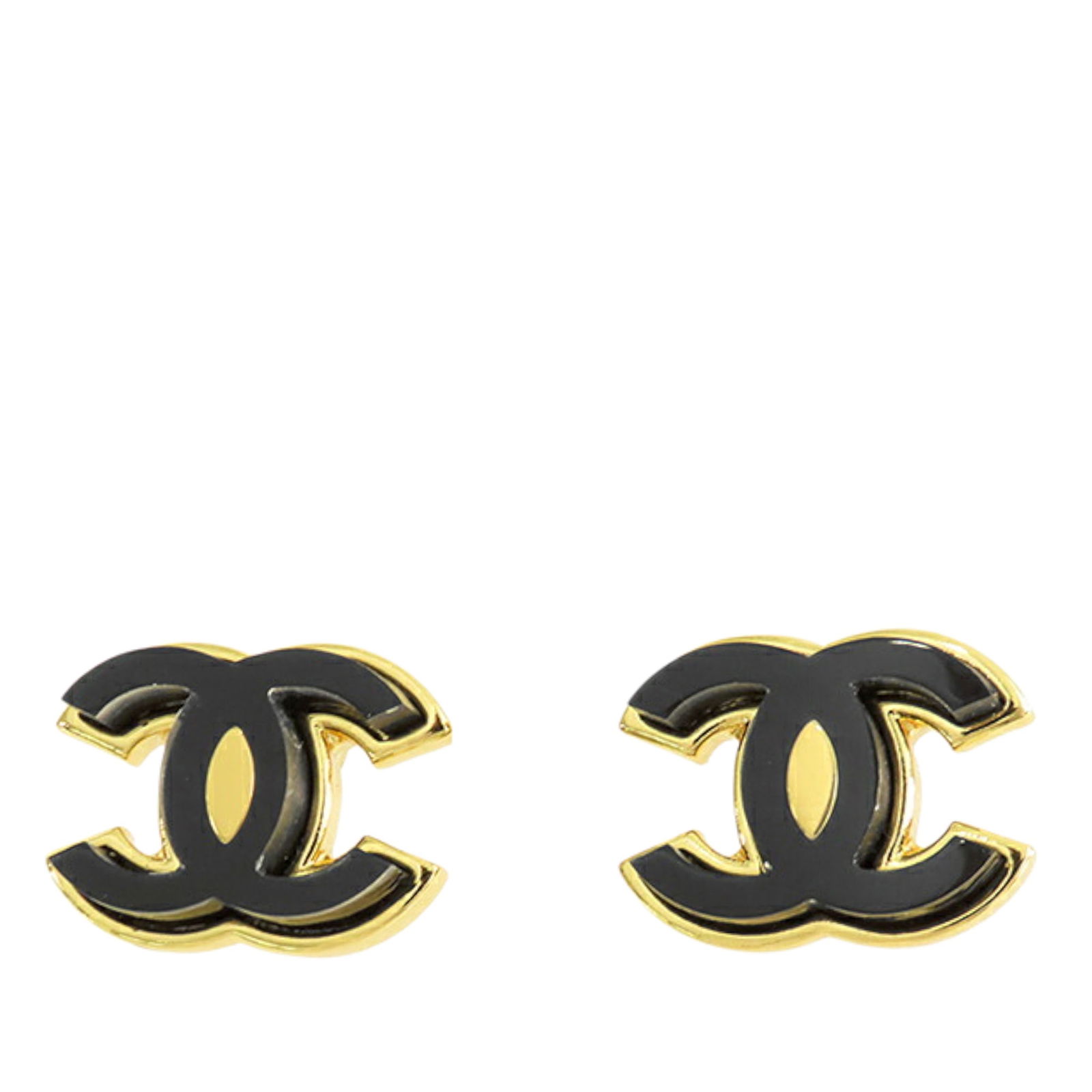 Chanel Gold Plated Enamel CC Earrings Italy: Chanel Gold Plated Enamel CC Earrings Italy Elevate your accessory collection with these stunning Chanel Gold Plated Enamel CC Push Back Earrings. Crafted with a luxurious gold-tone metal and vibrant
