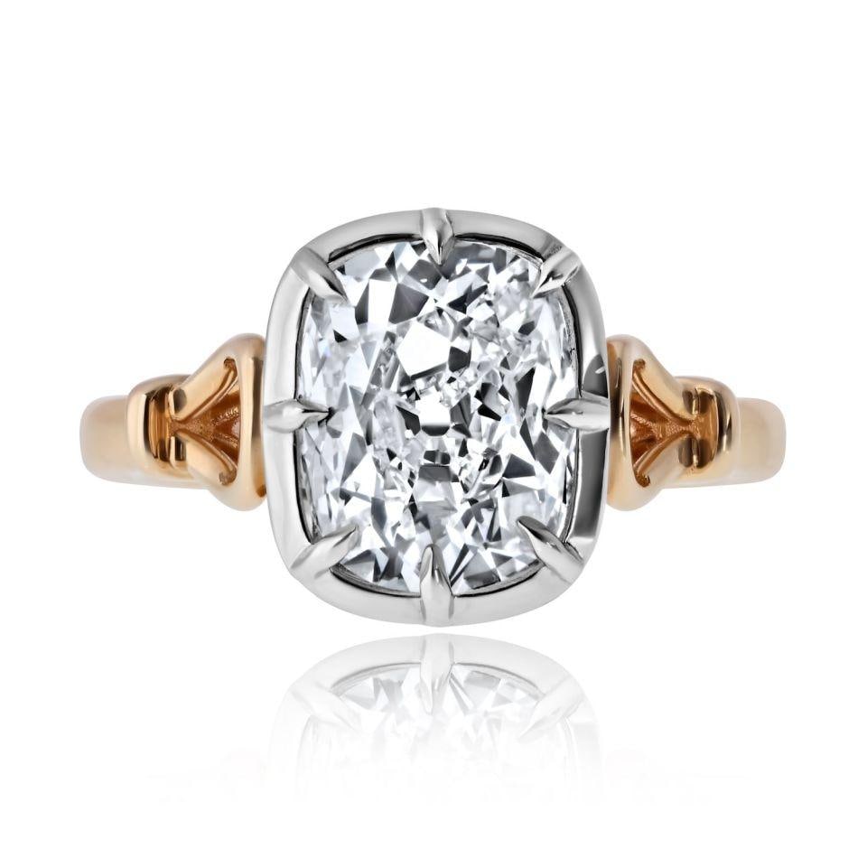 Round Diamond Platinum and 18K Yellow Gold Ring 1.06 Carat L SI1 (1 of 5)