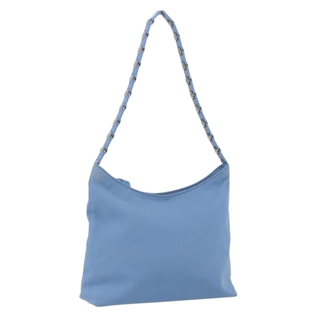 Light Blue Nylon Shoulder Bag by Salvatore Ferragamo Italy: Light Blue Nylon Shoulder Bag by Salvatore Ferragamo Italy This Salvatore Ferragamo shoulder bag features a light blue nylon exterior with silver-tone accents. Crafted in Italy, it offers a spacious i