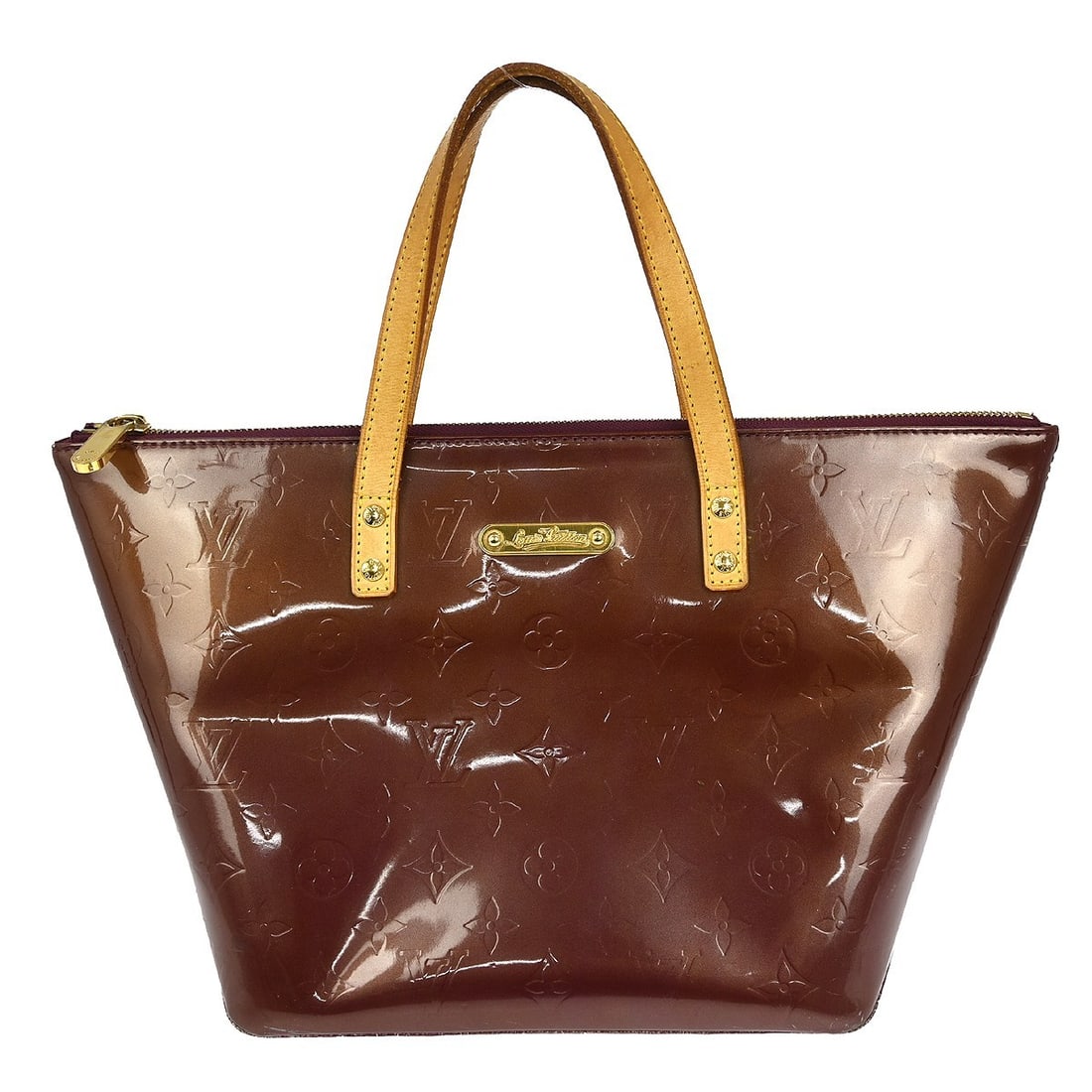 Bellevue Tote Bag in Purple by Louis Vuitton: Bellevue Tote Bag in Purple by Louis Vuitton This pre-owned Louis Vuitton Bellevue tote bag in purple features visible signs of use, including suntanned areas, discoloration on the exterior, dirt, and