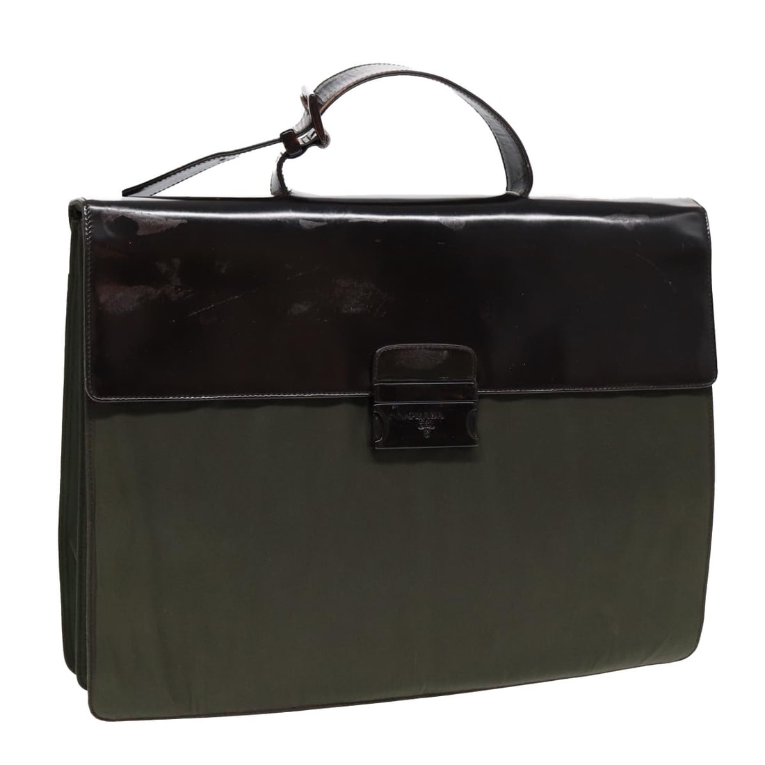 Khaki Vintage Prada Business Briefcase (1 of 1)