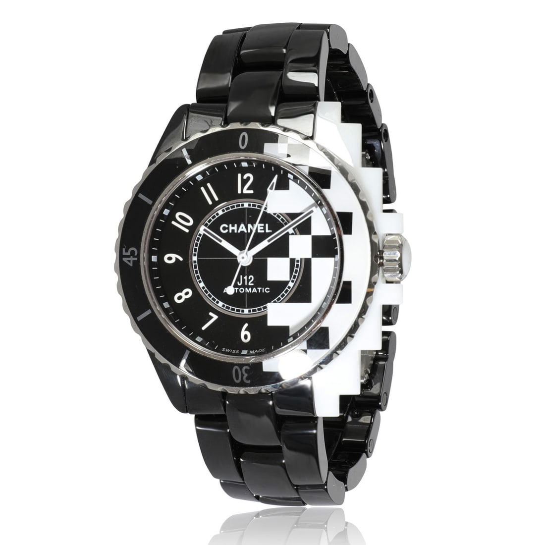 Chanel J-12 Cybernetic H7988 Luxury Ceramic Wrist Watch: Chanel J-12 Cybernetic H7988 Luxury Ceramic Wrist Watch Discover the elegance of the Chanel J-12 Cybernetic H7988 Unisex Watch, a striking timepiece crafted in Switzerland. This luxury wristwatch feat