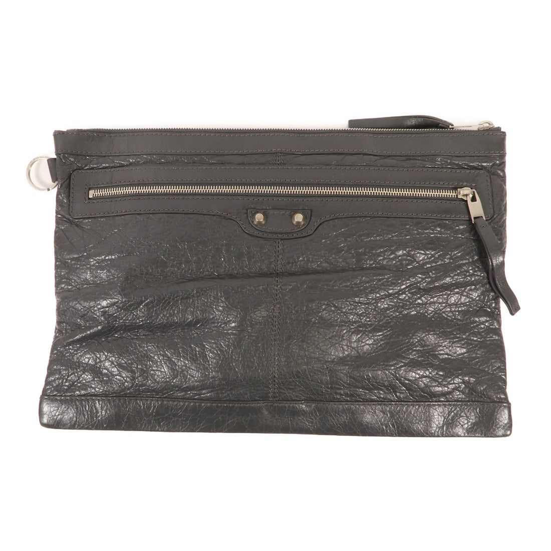 BALENCIAGA Classic City Pouch Clutch Bag Grey Calfskin Leather (1 of 16)