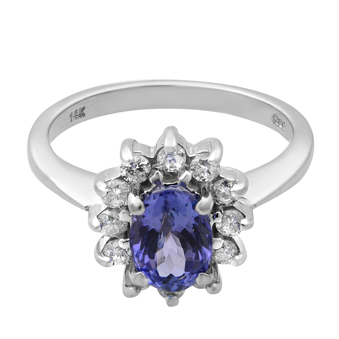 Rachel Koen 14K White Gold Tanzanite Diamond Engagement Ring 1.60ct Size 6.75: Rachel Koen 14K White Gold Tanzanite Diamond Engagement Ring 1.60ct Size 6.75 This exquisite engagement ring features a stunning combination of blue tanzanite and sparkling diamonds. The ring is craft