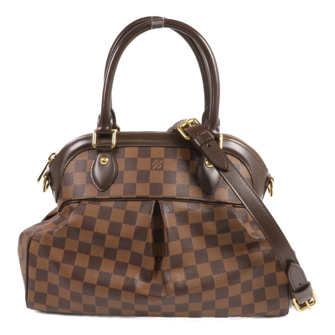 Louis Vuitton Trevi PM 2way Shoulder Bag N51977 Damier Ebene Brown: Louis Vuitton Trevi PM 2way Shoulder Bag N51977 Damier Ebene Brown The Louis Vuitton Trevi PM 2-way Shoulder Bag is a stylish accessory crafted from durable PVC coated canvas in a rich brown Damier Eb