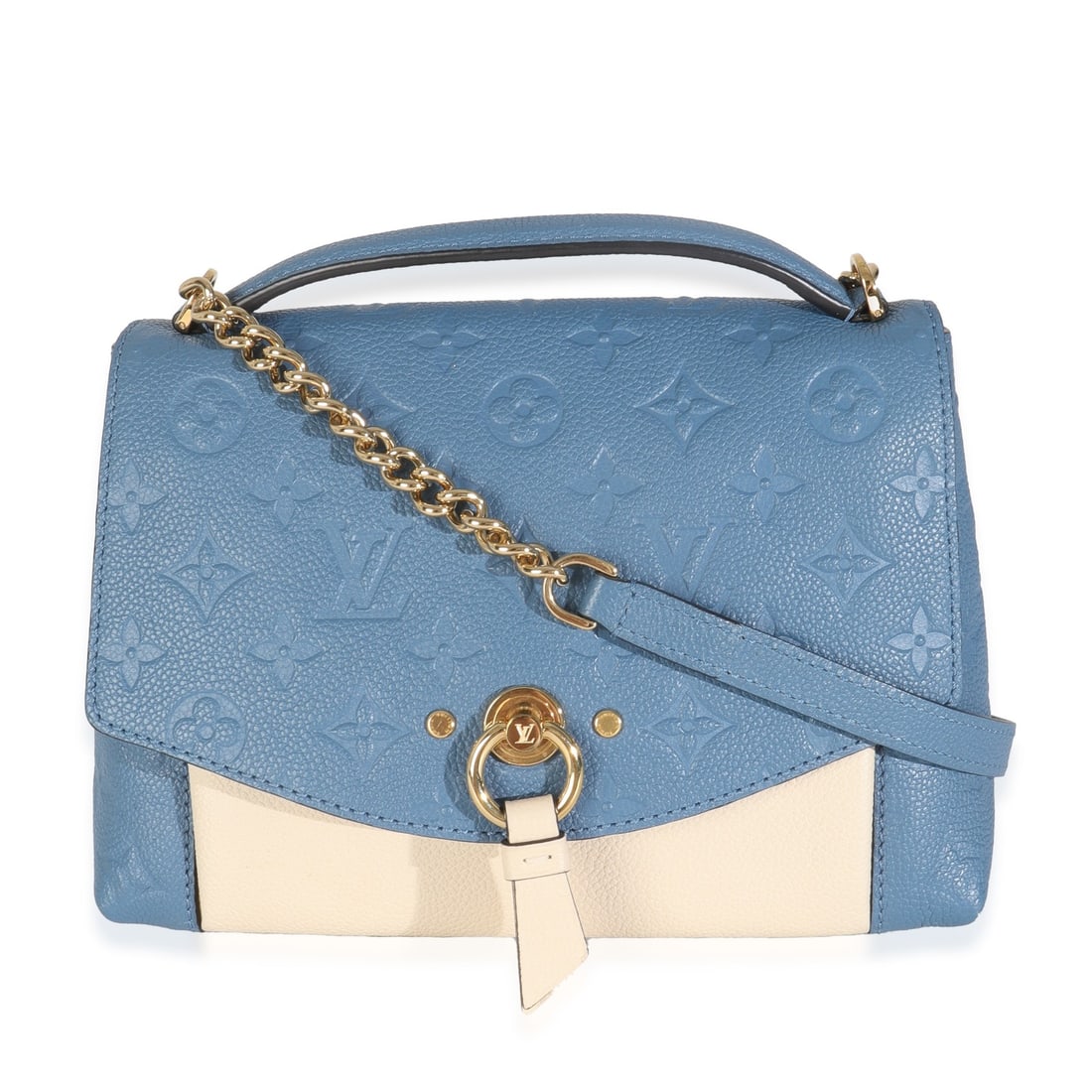 Louis Vuitton Blanche BB Denim Leather Shoulder Bag Blue White 2018: Louis Vuitton Blanche BB Denim Leather Shoulder Bag Blue White 2018 Elevate your style with the Louis Vuitton Denim Creme Monogram Empreinte Blanche BB shoulder bag. This stunning handbag features a c