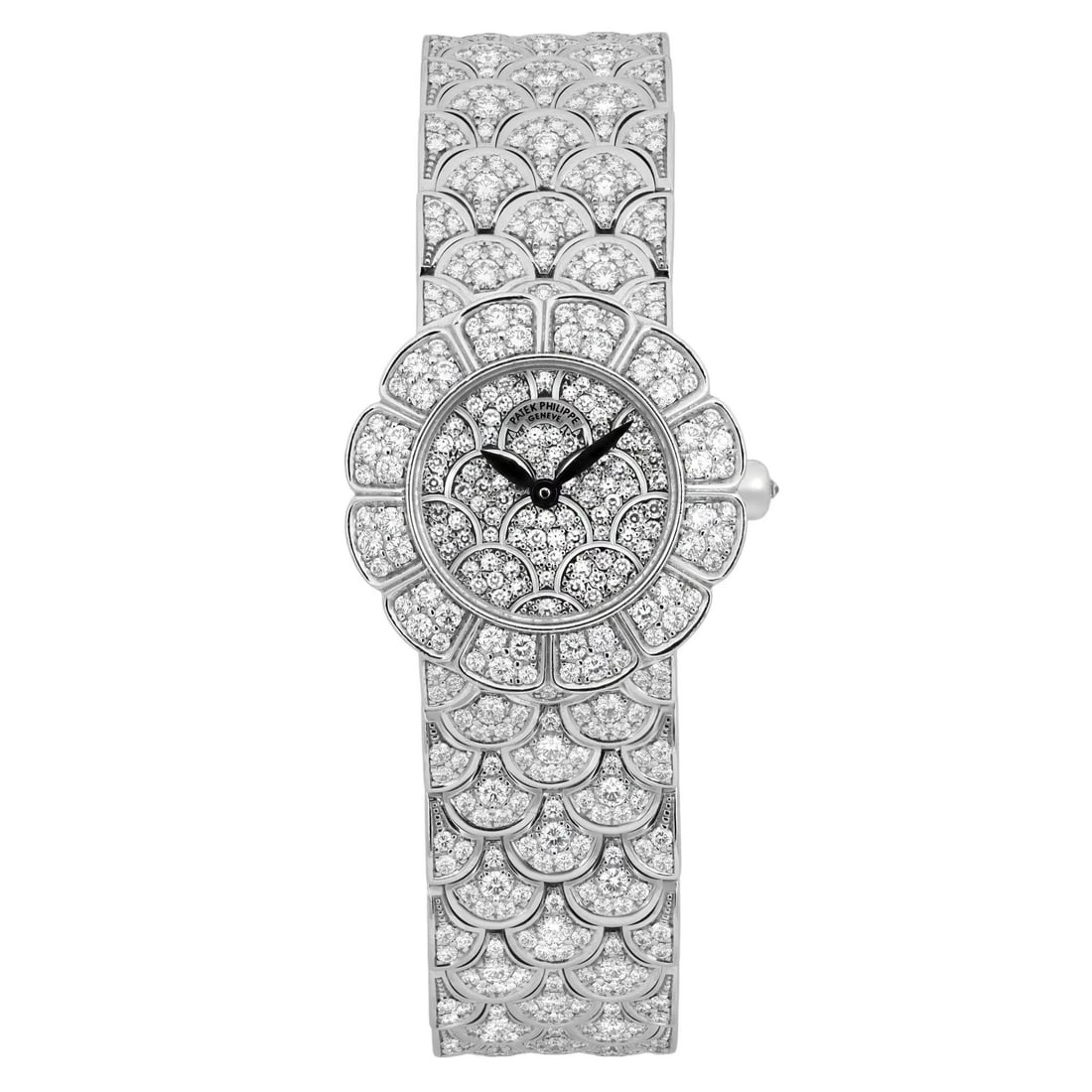 Patek Philippe Neptune 25mm 18k White Gold Diamond Watch 4872/3G-001 (1 of 6)