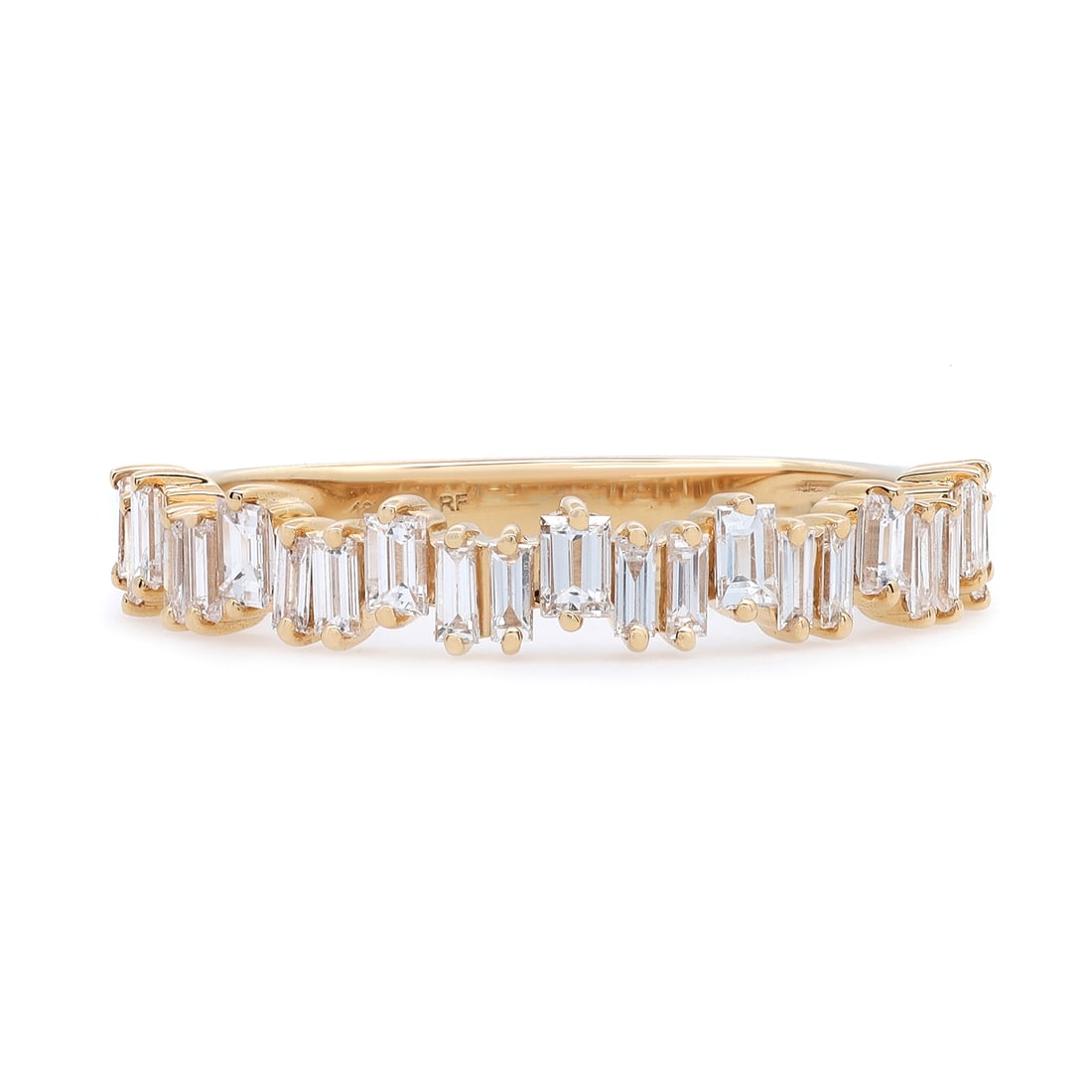 Rachel Koen 18K Yellow Gold 0.64CT Baguette Diamond Adjustable Ring: Rachel Koen 18K Yellow Gold 0.64CT Baguette Diamond Adjustable Ring This exquisite Rachel Koen ring is a stunning piece crafted from 18K yellow gold. It features a unique design with prong set baguett