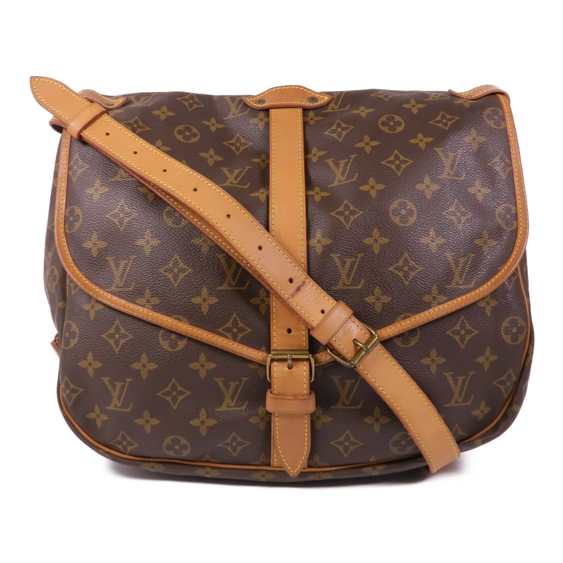 LOUIS VUITTON Saumur 35 Monogram Brown Shoulder Bag M42254 (1 of 17)