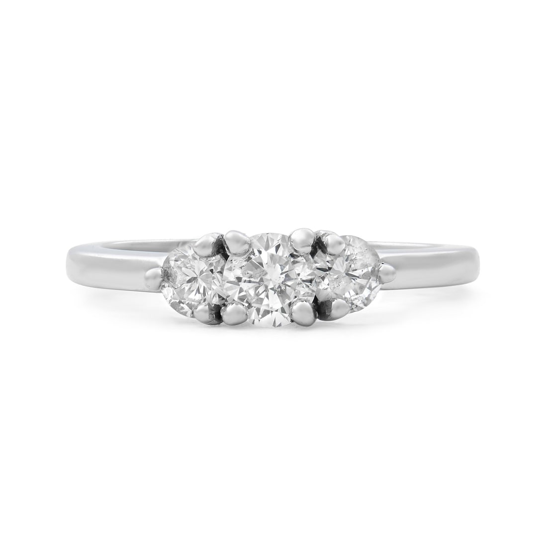 Rachel Koen 14K White Gold Diamond Engagement Ring 0.50ctw Size 7: Rachel Koen 14K White Gold Diamond Engagement Ring 0.50ctw Size 7 This stunning Rachel Koen diamond engagement ring is crafted from 14K white gold and features three prong-set round cut diamonds with