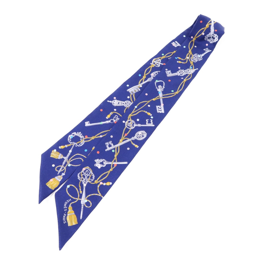 Blue Silk Twilly Scarf by Hermes France (1 of 8)