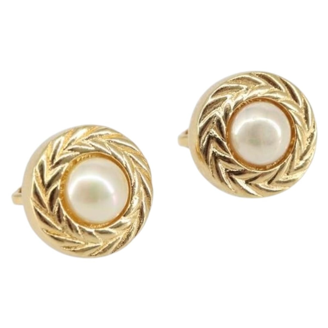 Vintage Christian Dior Gold Tone Clip-On Earrings (1 of 1)