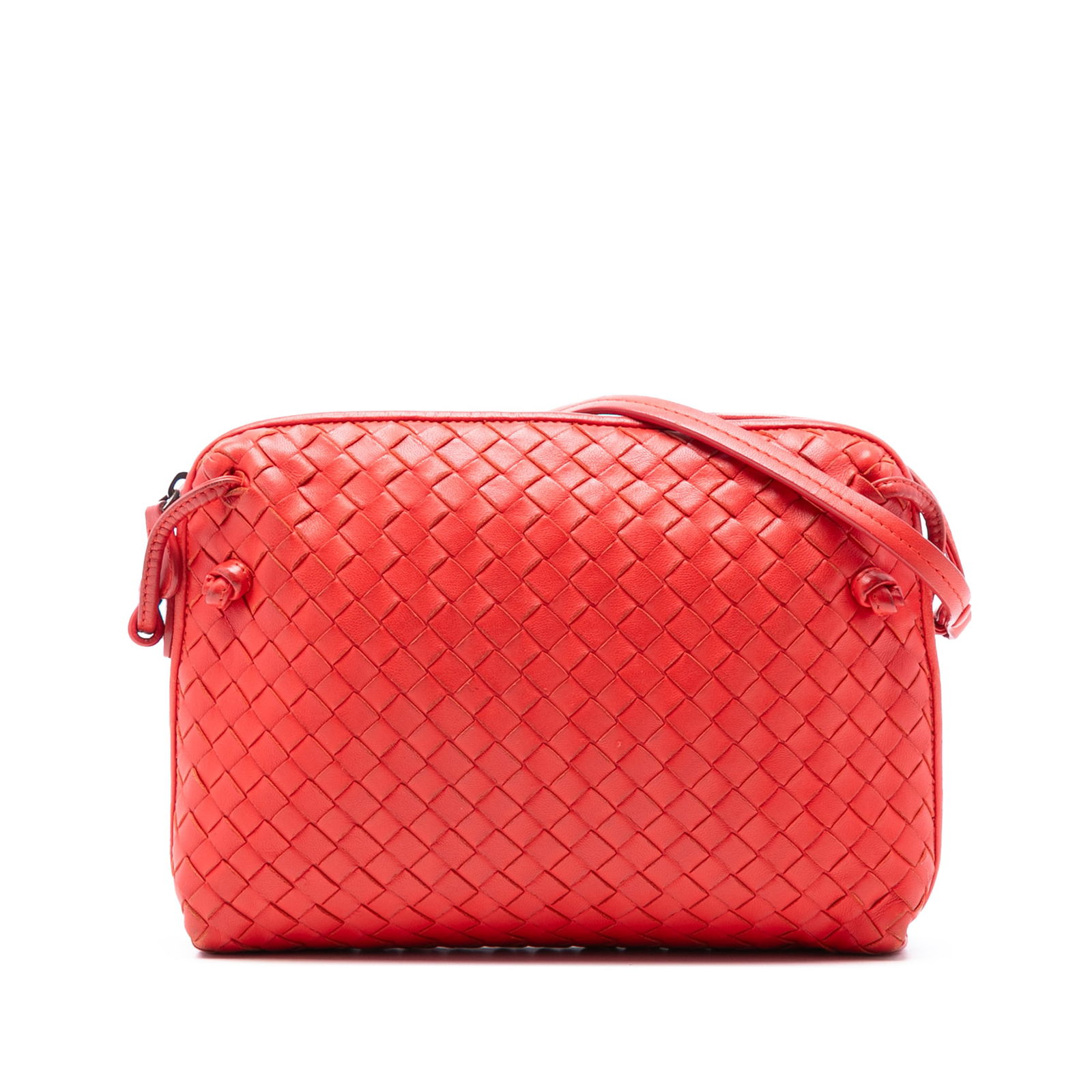 Bottega Veneta Red Nappa Intrecciato Nodini Leather Crossbody Bag (1 of 7)