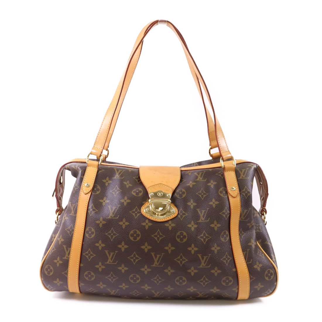 LOUIS VUITTON Stresa PM Monogram Shoulder Bag Brown GHW M51186: LOUIS VUITTON Stresa PM Monogram Shoulder Bag Brown GHW M51186 This elegant LOUIS VUITTON Stresa PM Shoulder Bag is crafted from durable PVC coated canvas in a classic brown monogram design. It featur