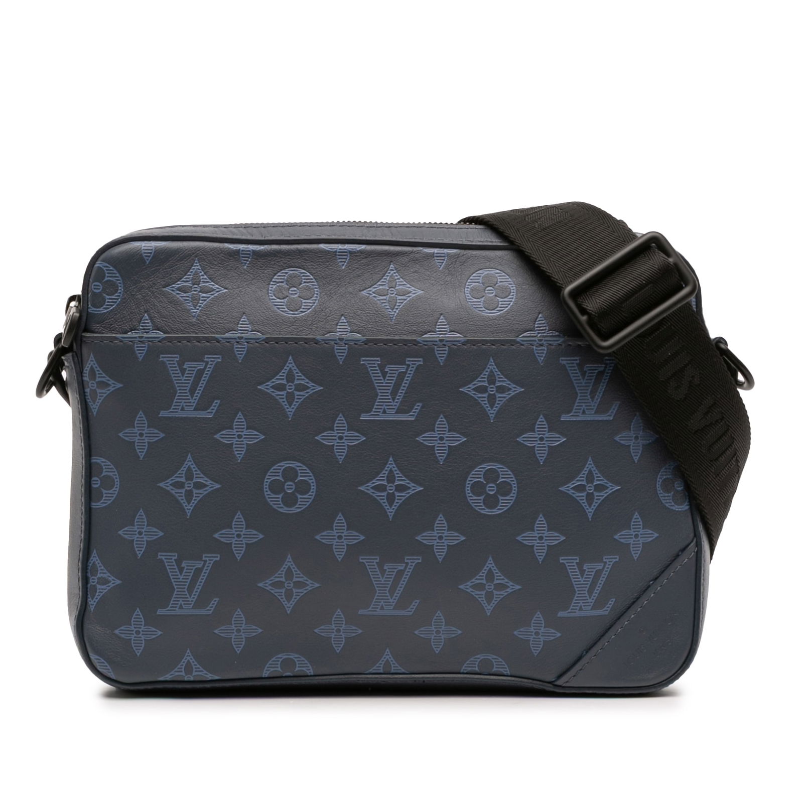 Blue Leather Messenger Bag Louis Vuitton Monogram Shadow Duo (1 of 11)