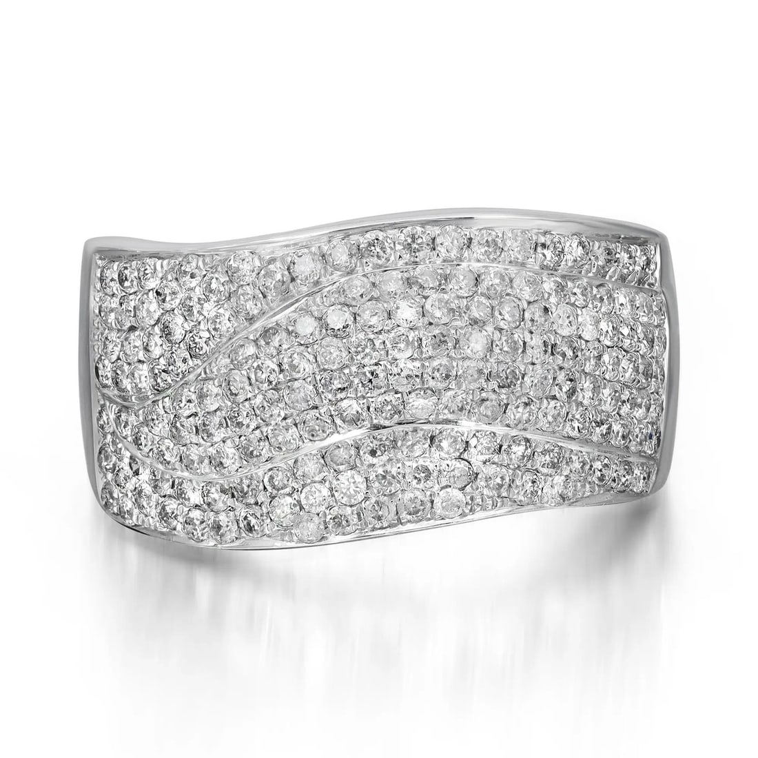 Rachel Koen 1.21Cttw Pave Diamond Band Ring 14K White Gold Size 7.5: Rachel Koen 1.21Cttw Pave Diamond Band Ring 14K White Gold Size 7.5 This exquisite ladies band ring is a modern and chic piece crafted from 14K white gold. The ring showcases a stunning array of round