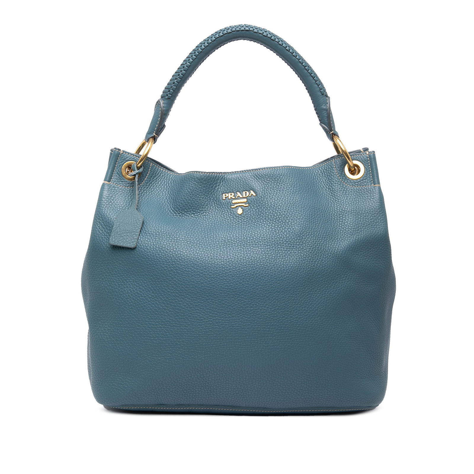 Prada Vitello Daino Hobo Leather Bag Blue Italy (1 of 7)