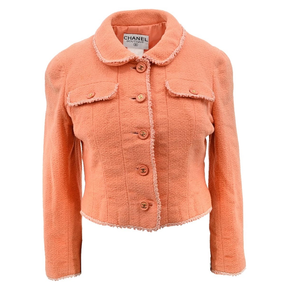 Chanel Vintage Orange Single Breasted Jacket #40 Collared Style (1 of 10)