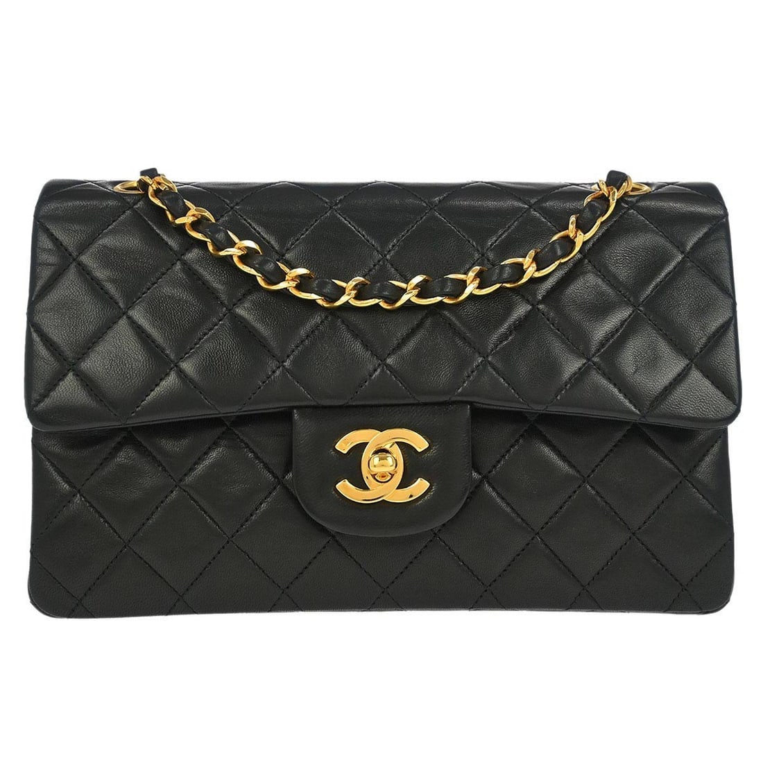 Chanel Black Lambskin Classic Double Flap Shoulder Bag with Authenticity (1 of 11)
