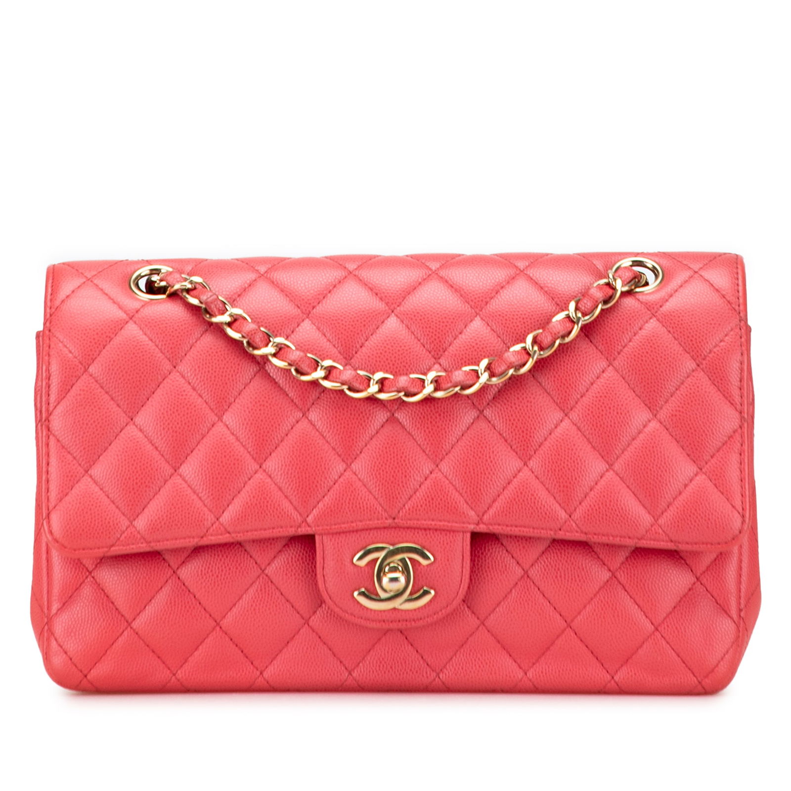 Chanel Medium Classic Caviar Double Flap Pink Leather Shoulder Bag (1 of 9)