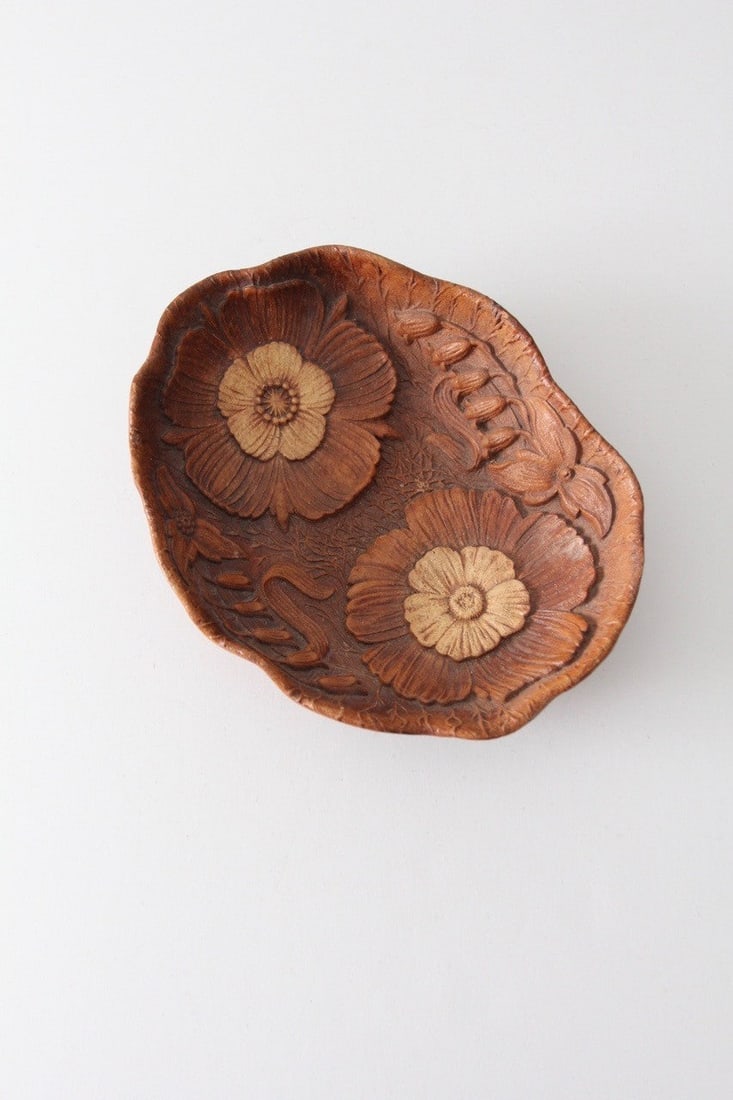 Vintage Syroco Style Floral Composite Wood Bowl (1 of 4)