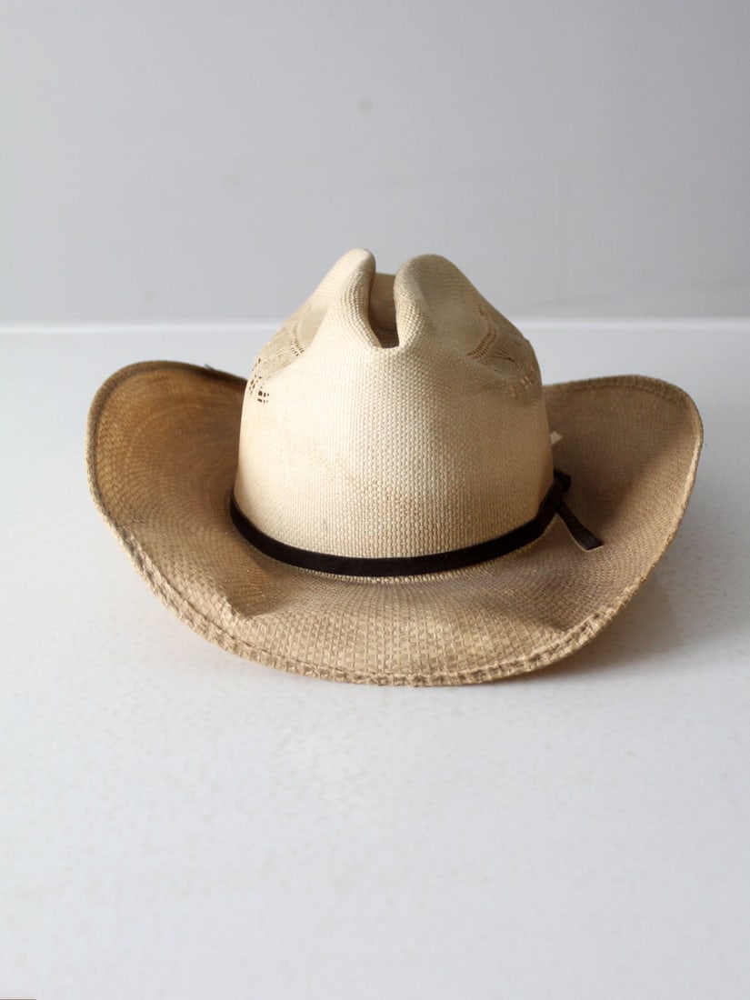 Vintage Rockmount Desert Wind Distressed Straw Cowboy Hat (1 of 10)