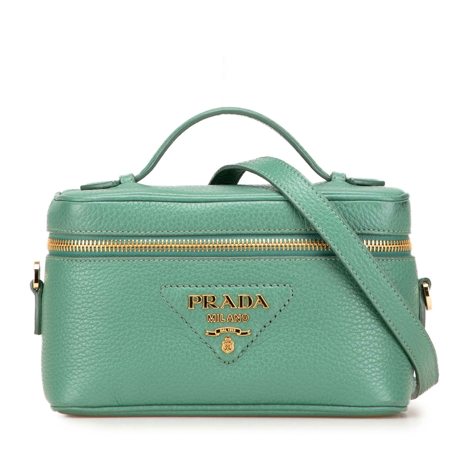 Prada Mini Vitello Daino Green Vanity Top Handle Bag (1 of 10)