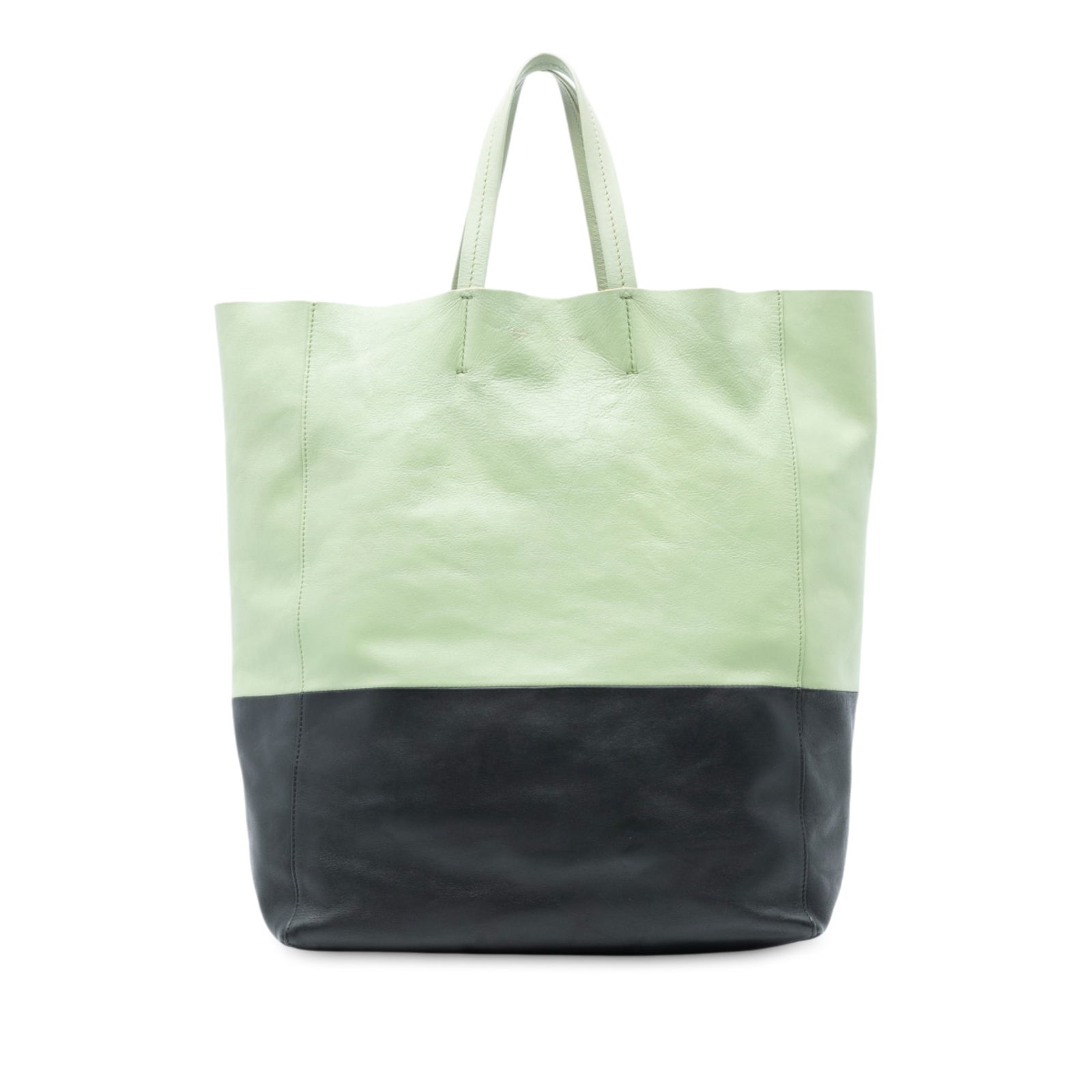 Celine Bicolor Leather Vertical Cabas Tote Green Italy (1 of 7)