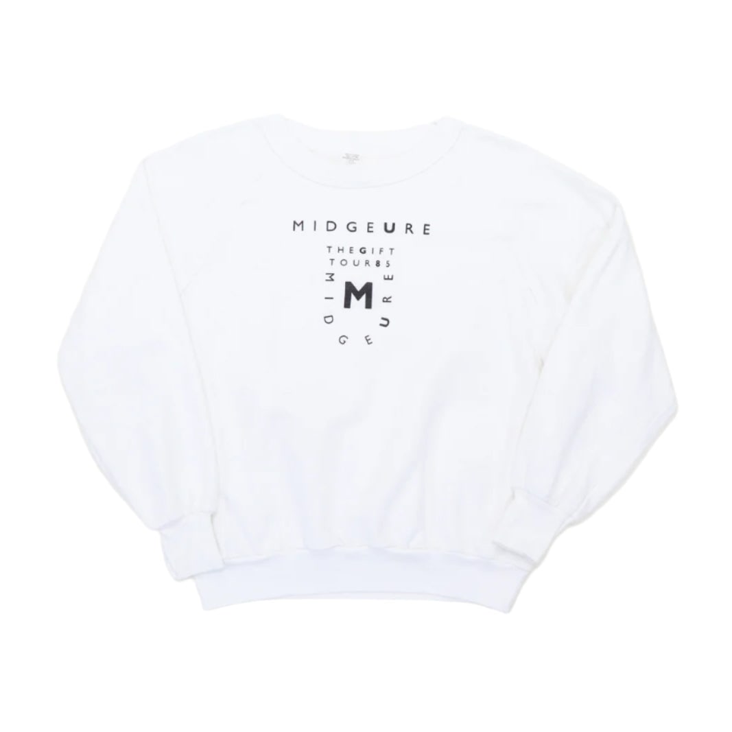 Vintage 1985 Midgeure The Gift Tour Sweatshirt White: Vintage 1985 Midgeure The Gift Tour Sweatshirt White Discover this original vintage 1985 Midgeure The Gift Tour Sweatshirt, a true collectible piece and not a modern reproduction. This sweatshirt feat